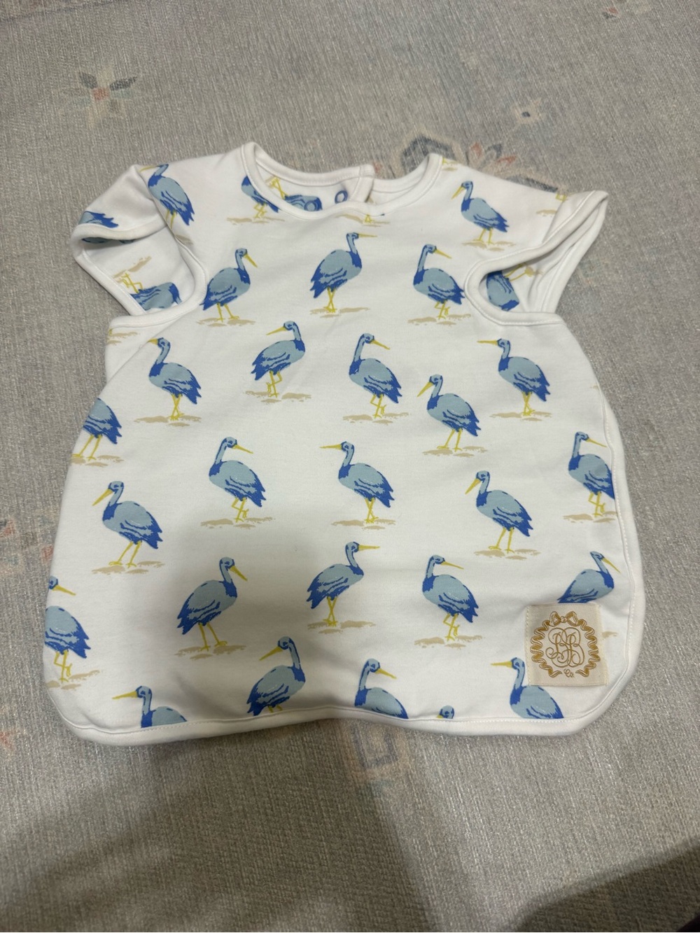 TBBC White Blue Pelican Print Bib